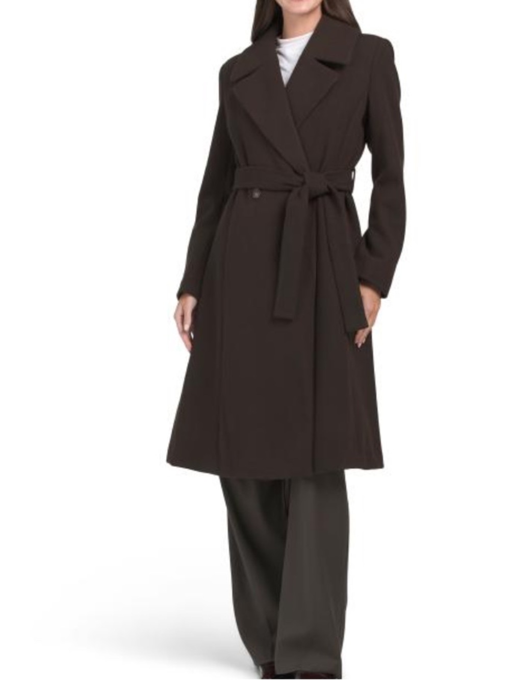 CECE single-breasted belted coat with bow